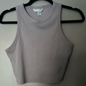 H&M Tan Ribbed Cropped Tank Top